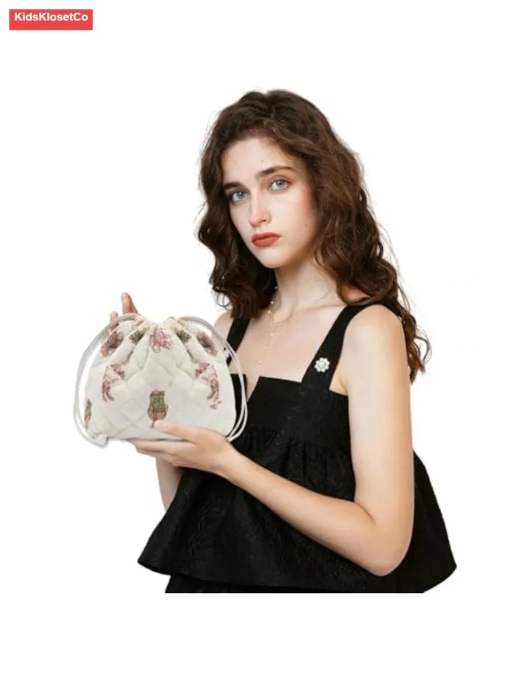 Quilted Cotton Drawstring Makeup Bag Travel Toiletry Organizer Cosmetic Pouch